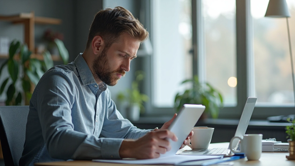 Student oder Lernender studiert Forex-Schulungsmaterial auf Tablet, modernes Klassenzimmer oder Online-Lernumgebung, inspirierendes Lernumfeld