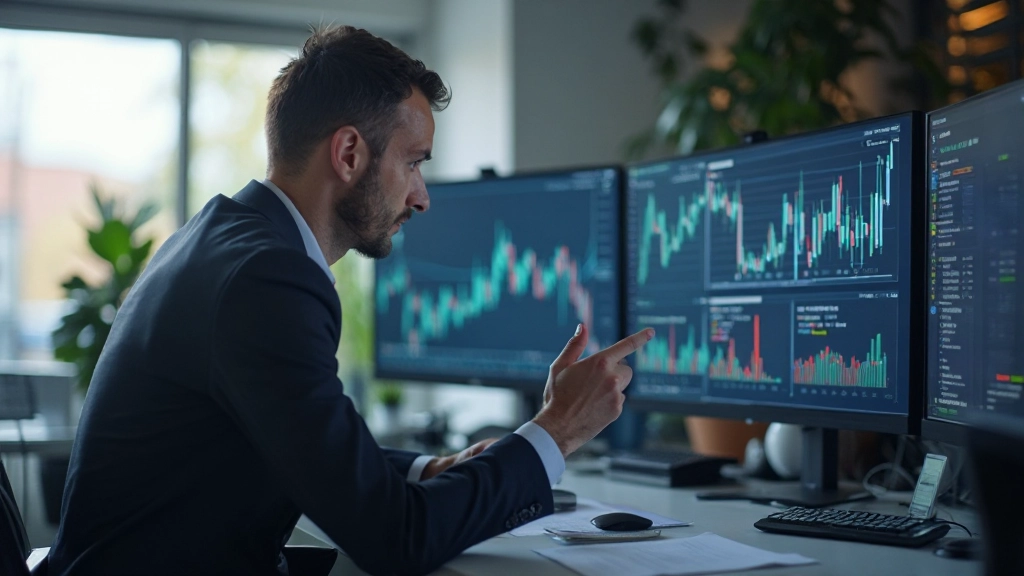 Finanzplaner analysiert Asset-Allokation-Strategie mit Diagrammen und Portfolio-Übersicht auf dem Schreibtisch