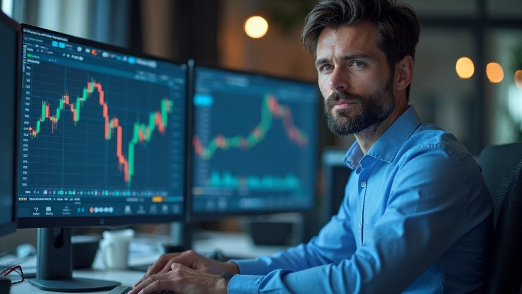 Investor analysiert Aktienkurse und Marktbewegungen am Bildschirm