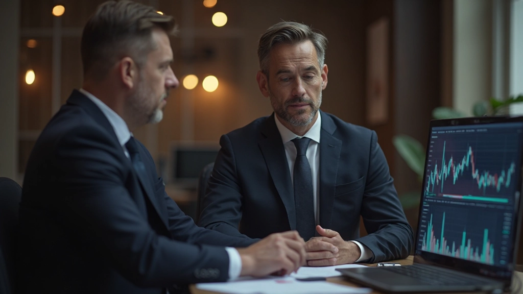 Professioneller Broker beim Besprechen von Handelsoptionen mit Kunde