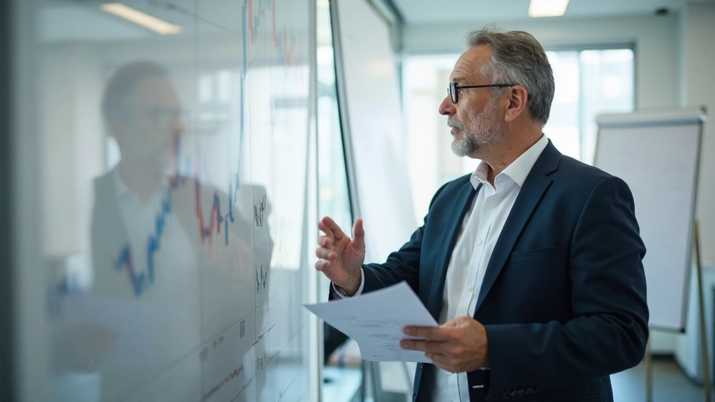 Risikomanagement-Strategien werden auf Whiteboard erläutert mit Position-Sizing und Stop-Loss-Konzepten