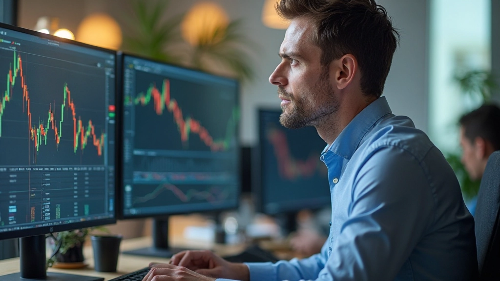 Finanzfachmann analysiert mehrere Kursdiagramme verschiedener Märkte auf seinem Setup
