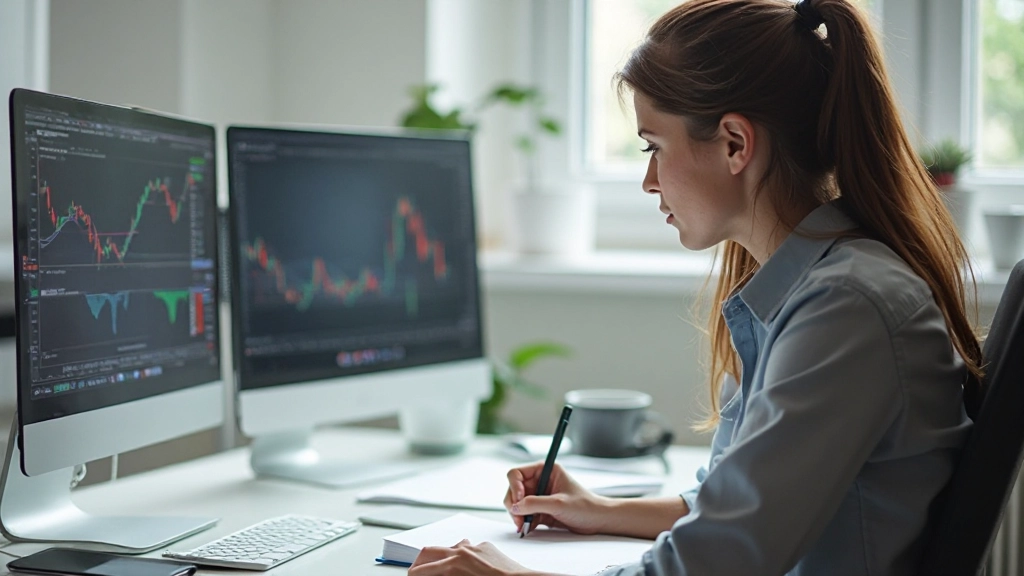 Trader notiert Erkenntnisse in Trading-Journal mit handschriftlichen Notizen zu Strategy-Performance und Lessons-Learned